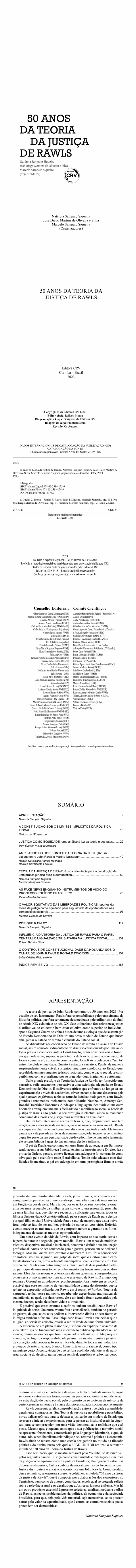 50 ANOS DA TEORIA DA JUSTIÇA DE RAWLS